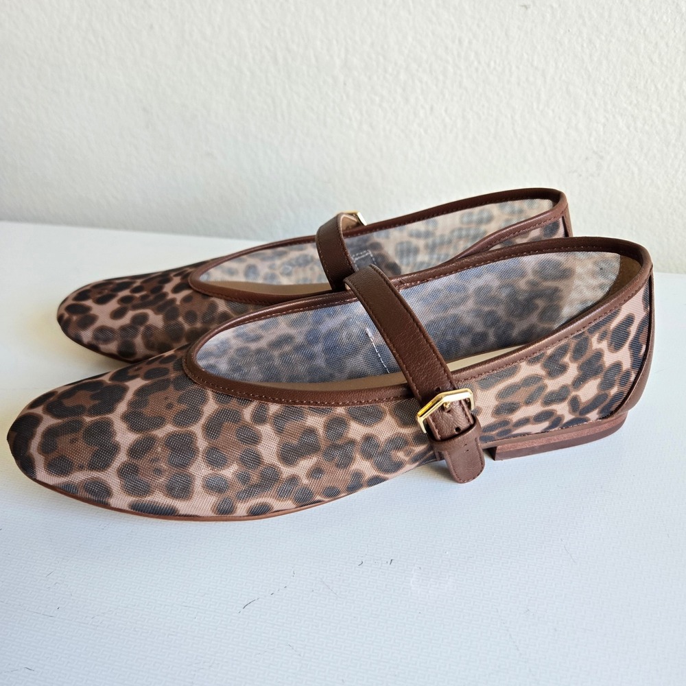 Dolce Vita Leopard Mesh Mary Jane Flats Brown Animal Print Size 9